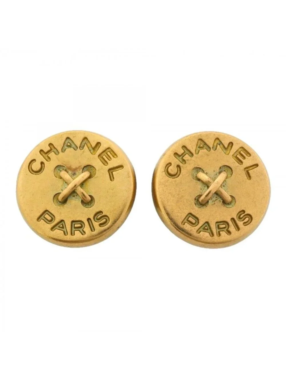 Chanel Earrings Vintage Logo Round